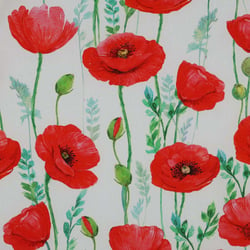 Tissu Popeline De Coton Coquelicot Rouge Sur Fond Blanc Au M Tre