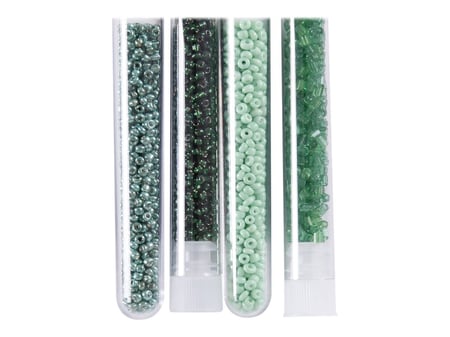 4 tubes de perles de rocaille tons verts Créalia Perles et bijoux