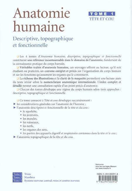 Anatomie Humaine Descriptive Topographique Et Fonctionnelle Tete Et