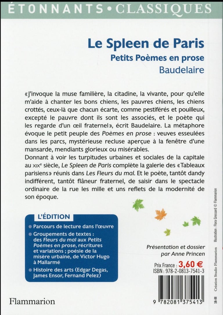 Le spleen de Paris petits poèmes en prose Charles Baudelaire