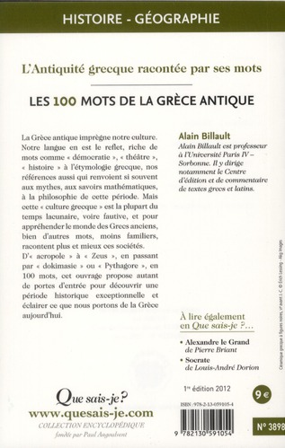 Les 100 mots de la grèce antique Alain Billault 2130591051