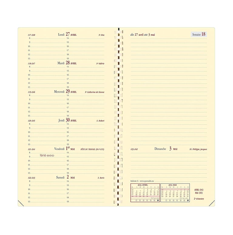 Agenda Civil Semainier Italnote S Bleu Roi Agenda