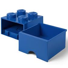 Brique De Rangement Empilable Avec Tiroir 4 Plots LEGO Bleu Cultura