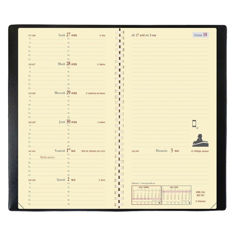 Agenda Civil Semainier Italnote S Impala Noir Agenda