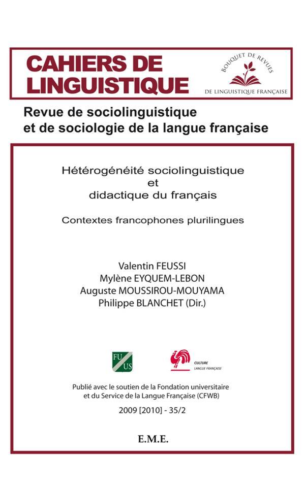 Cahiers De Linguistique Tome H T Rog N It Sociolinguistique Et