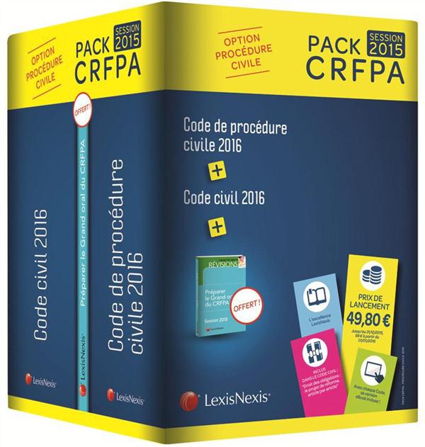 Pack CRFPA code de procédure civile 2016 code civil 2016 préparer