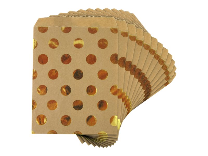Lot de 12 sachets papier kraft 13x18 cm pois or Sacs et boites cadeaux Préparer la Fête