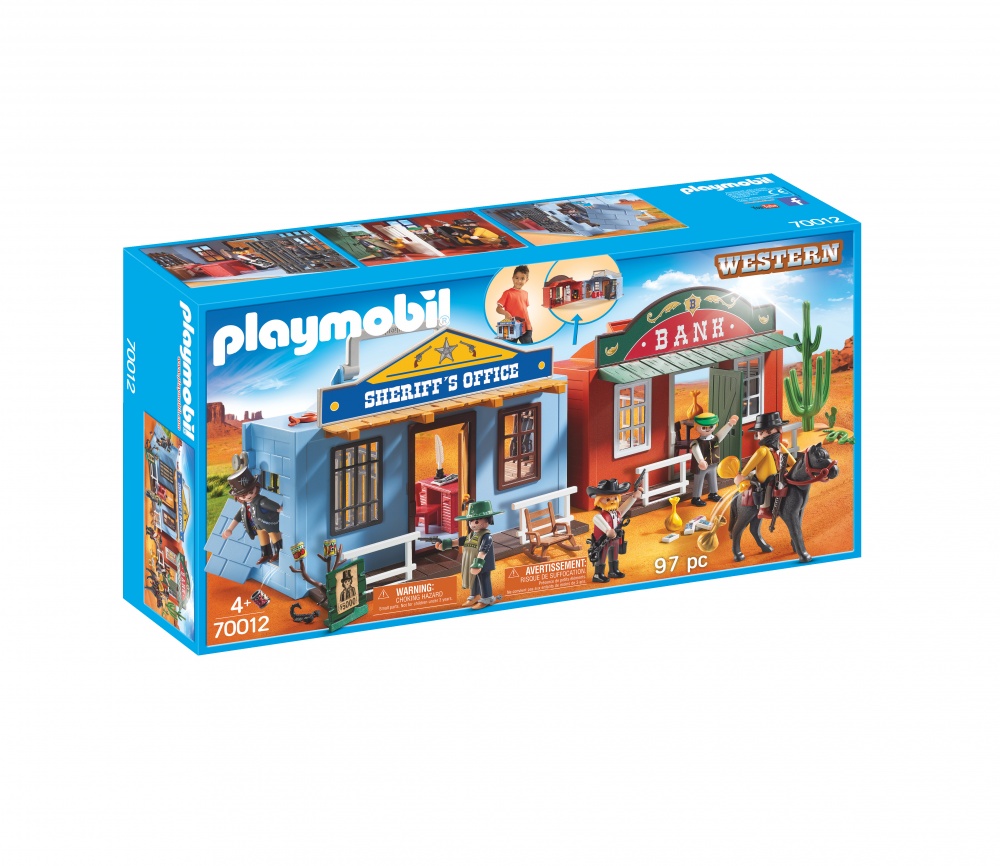 Playmobil vintage 3748 Western Outlaws avec fusils, cactus, chevaux et cinq vautours - Boîte incluse - Ensemble complet - France
