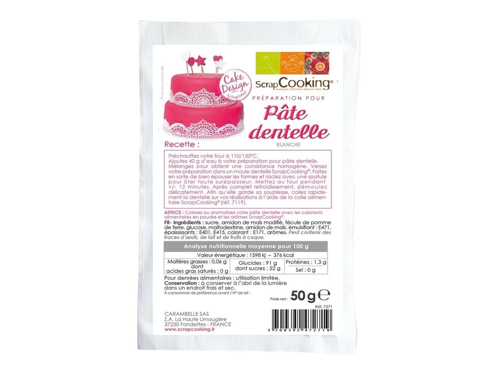 Préparation pour pâte dentelle - 50gr - Scrapcooking - Préparations