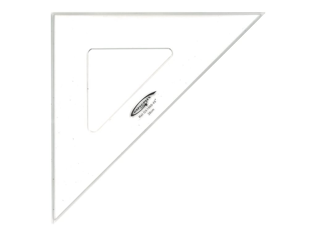 Graphoplex Equerre 45° 3 bords droits 42 cm Transparent