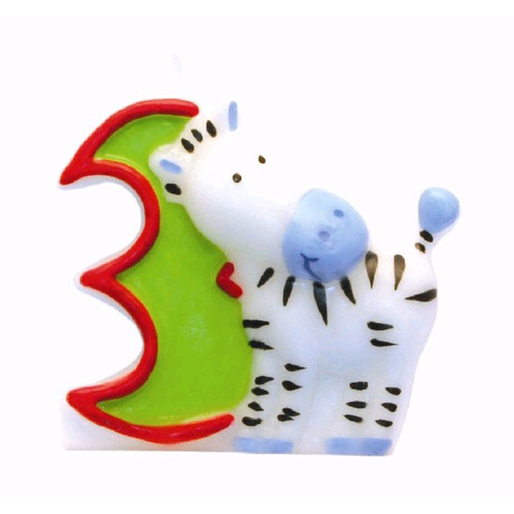 Bougie Chiffre 3 Avec Pois Blancs - Décoration Anniversaire Classique