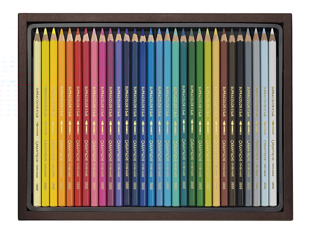 Coffret bois 30 crayons aquarelle SUPRACOLOR® et 30 crayons PABLO® Caran d'Ache Coffrets de