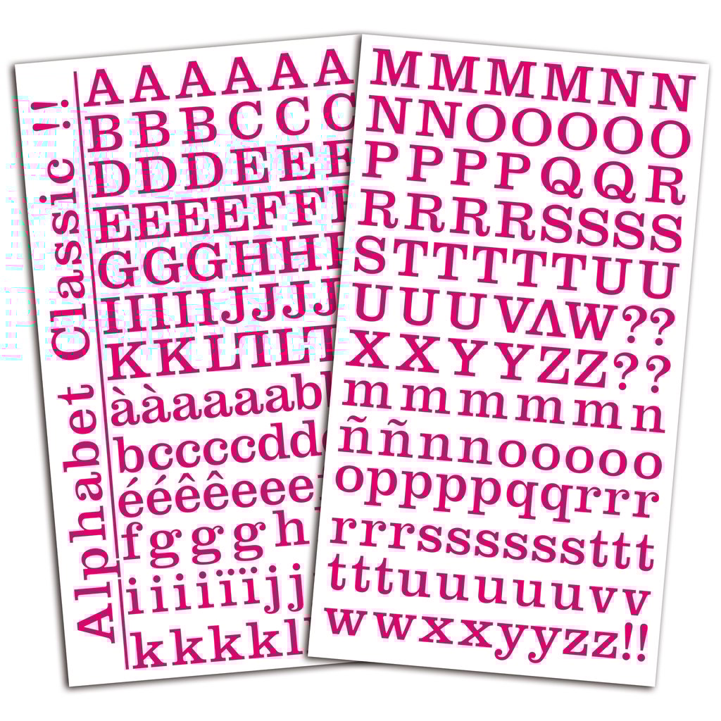 Set de 2 planches de stickers alphabet classic fuch Les Accessoires