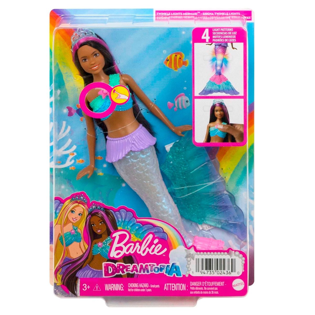 Barbie Dreamtopia Poupée mannequin Sirène Lumières Scintillantes