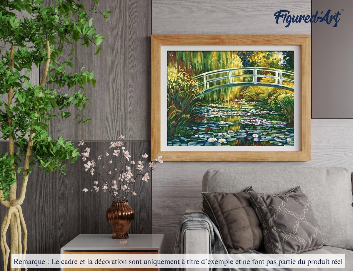 Figured'Art Peinture par Numéro Adulte Soleil couchant sur la seine à lavacourt - Activité Manuelle Kit de Loisir Créatif DIY Numéro d'Art Complet