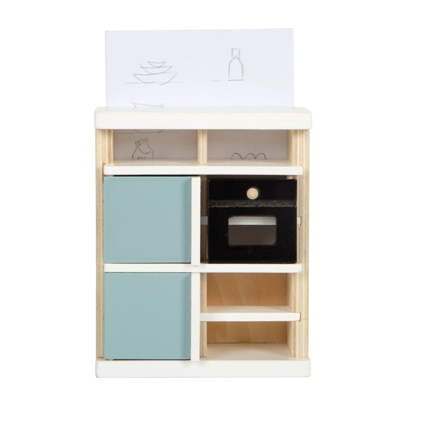 Mobilier Cuisine Poupées – Échelle 1/4 – Bleu – Fabrication Française (pièce Ou Lot)