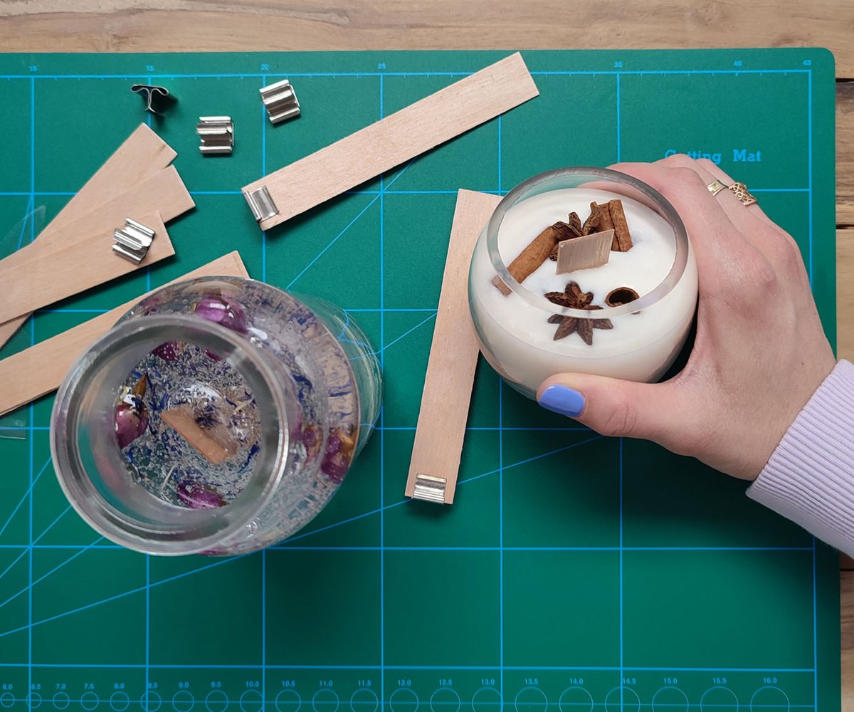 100pcs Mèches De Bougie En Coton Marron Avec Des Autocollants