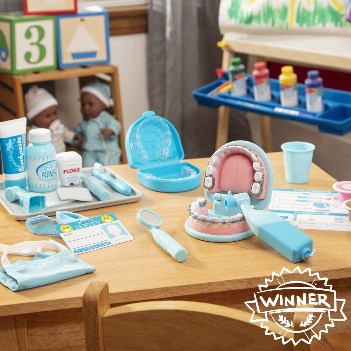 Kit De Dentiste Avec Ensemble De Dents Et Accessoires Dentaires De Jeu De Simulation (9 Pièces De Jouets - Rose) - Ensemble De Jeu De Dentiste Simulé, Jouet De Dentiste, Kit De Dentiste Pour Enfants