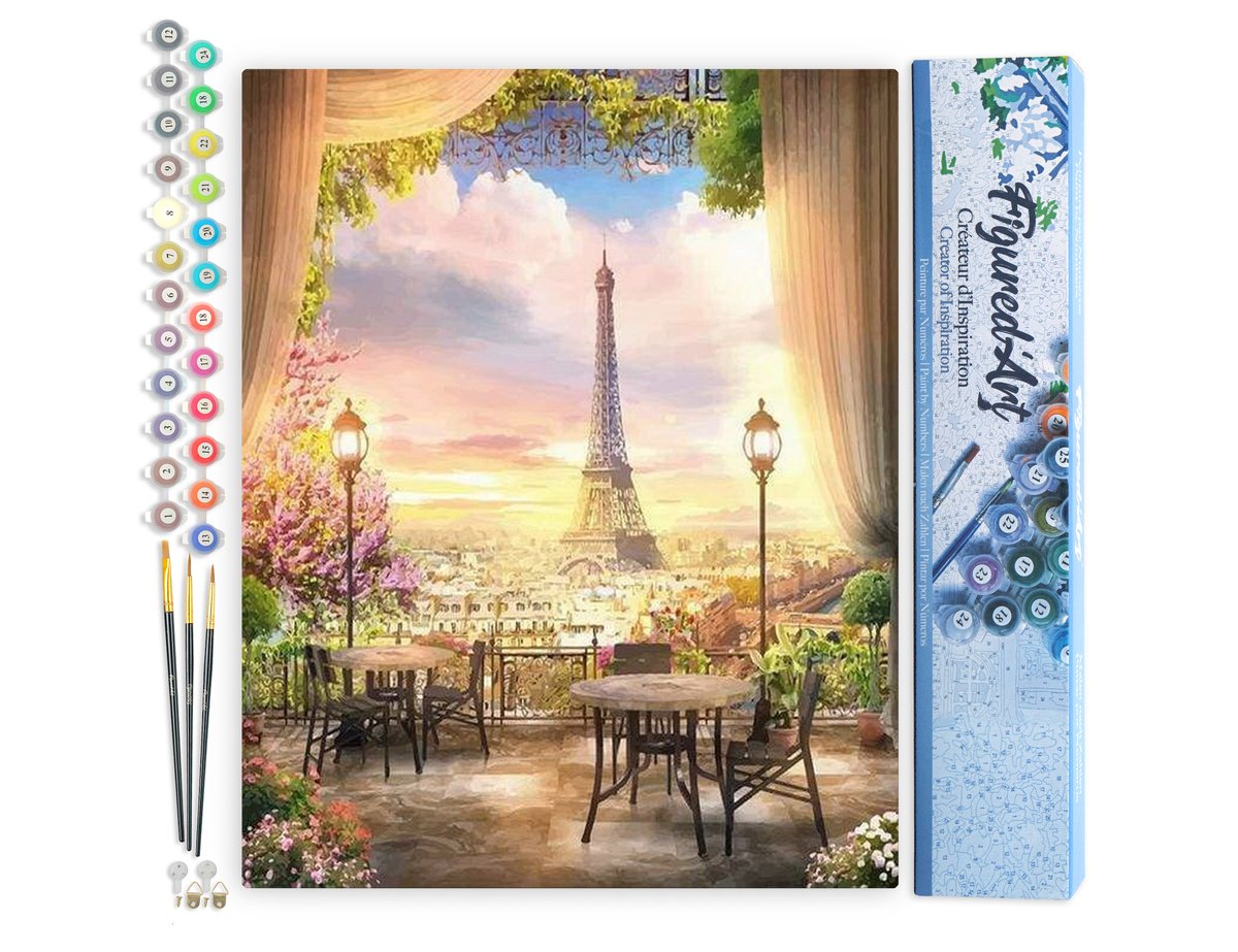 Figured'Art Peinture Par Numéros Adulte 'Dîner En Bords De Seine' 40x50cm - Kit Complet DIY Relaxant