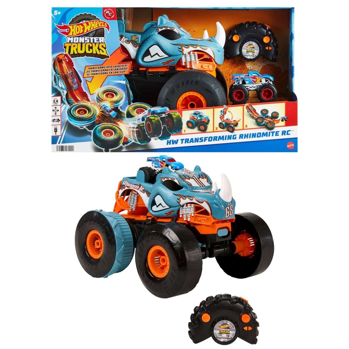 Hot Wheels Monster Trucks Rhinomite télécommandé et transformable