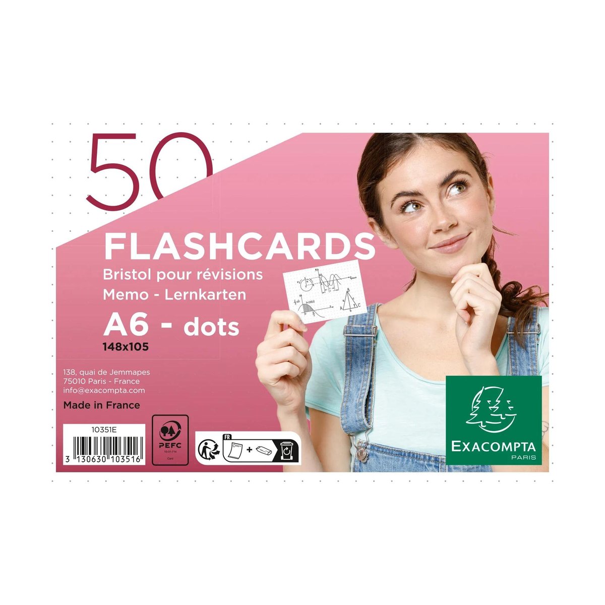 JIANTA Cartes D'index, 600 Pièces Fiches Flash Cards Avec 6 Anneaux De Reliure, 230g/m² Cartes