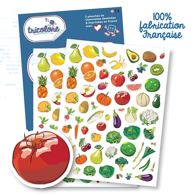 40 Feuilles Autocollants Mousse Légumes Et Fruits Stickers