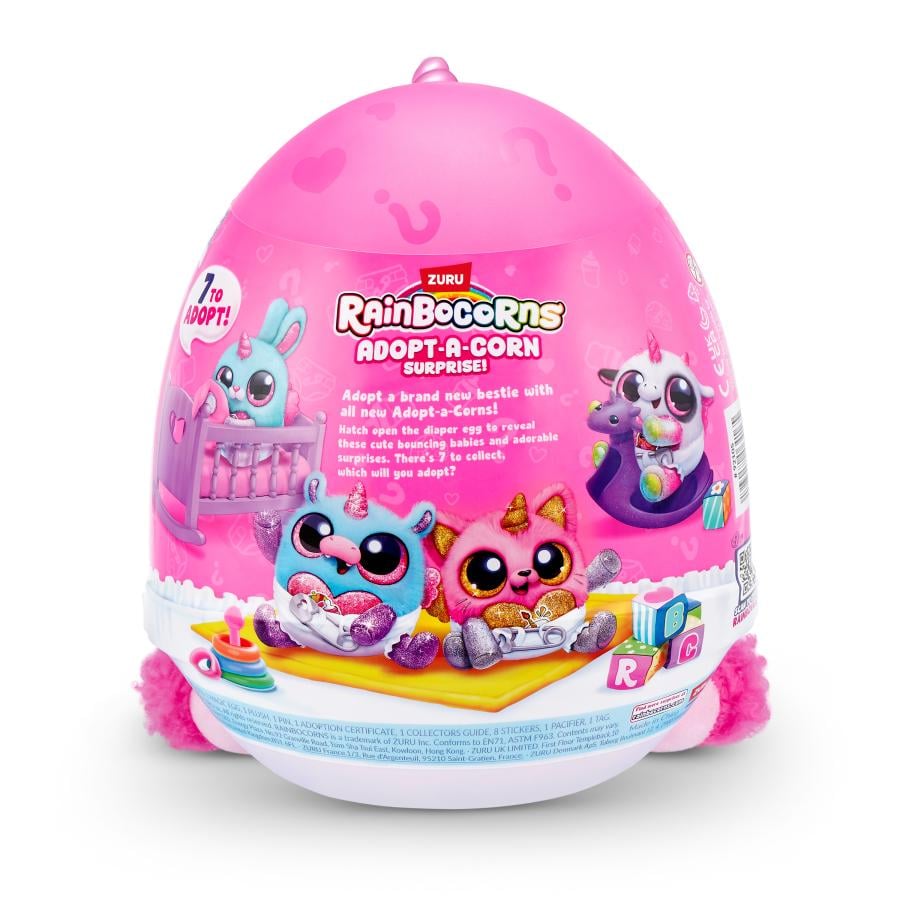 Rainbocorns Wild Heart Surprise (Paon) de ZURU – Peluche de Collection avec Surprises, Œuf Mystère pour Filles et Garçons 3 Ans+, Rose