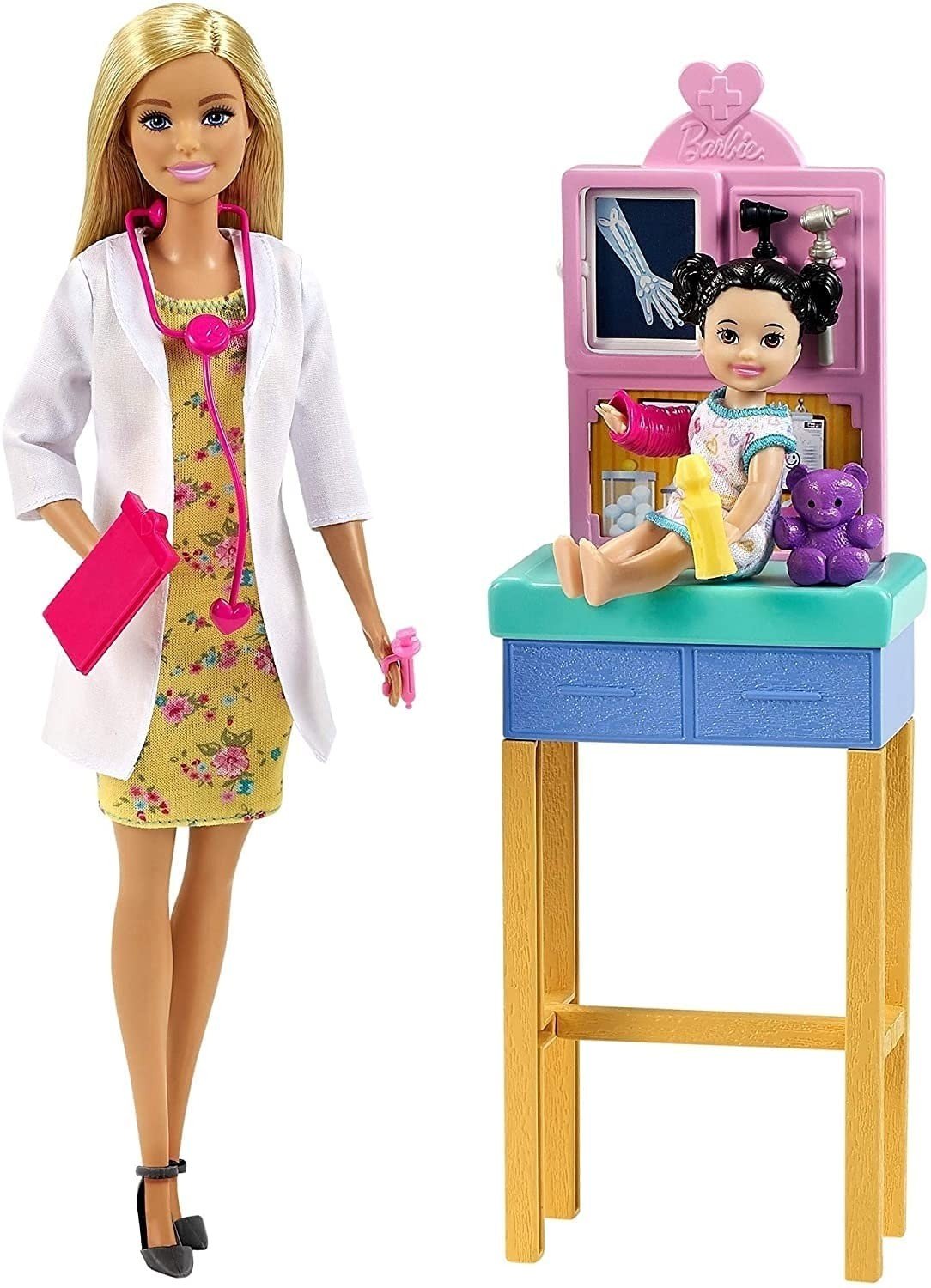Coffret Barbie Poupée Docteur Pédiatrie Mattel- Poupée et poupon