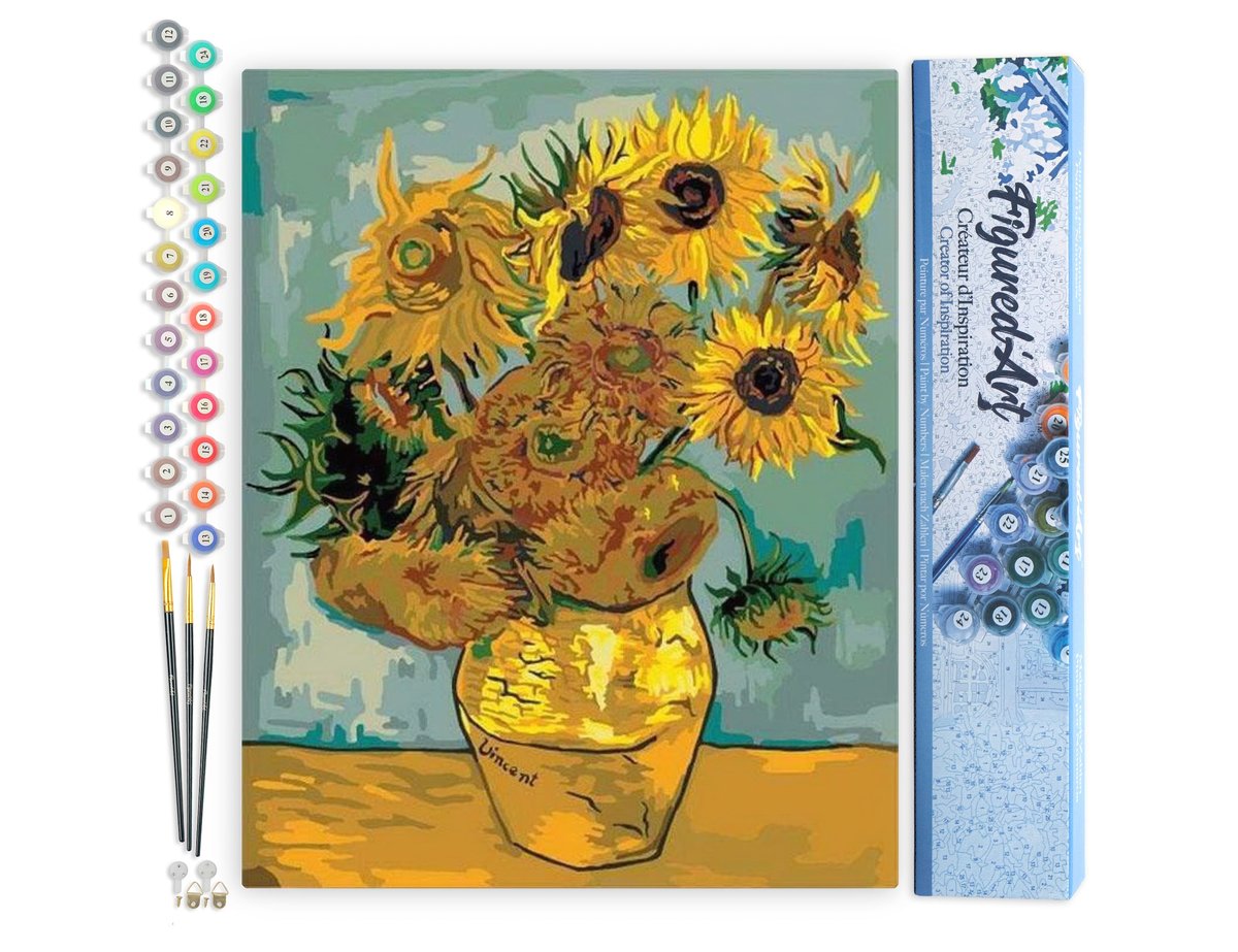 Service à Café/thé Porcelaine - Motifs Tournesols Van Gogh - Occasion Comme Neuf - Atlas