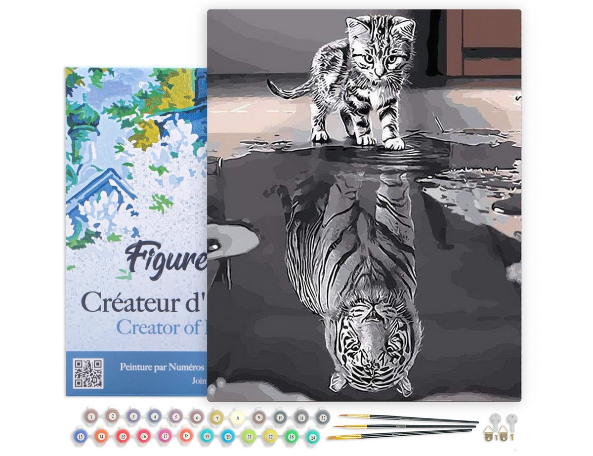 Kit Peinture Par Numéros Tigre - Toile 20x30 Cm Avec Cadre Et Chevalet - DIY Adulte/enfant, Décoration Murale