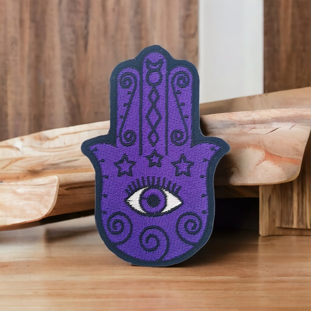 Patch Brodé Thermocollant Main De Fatma (Khamsa) - 9 X 6,8 Cm, Style Berbère, Pour Personnaliser Vêtements/sacs