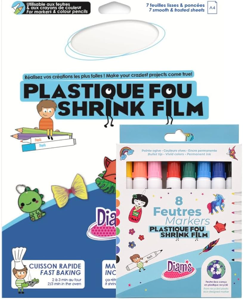 IMALPQPP 20 Feuilles Plastique Fou A4 – Mat Transparent Rétractable – Cuisson 40% – DIY Bijoux, Porte-Clés, Créations Enfants