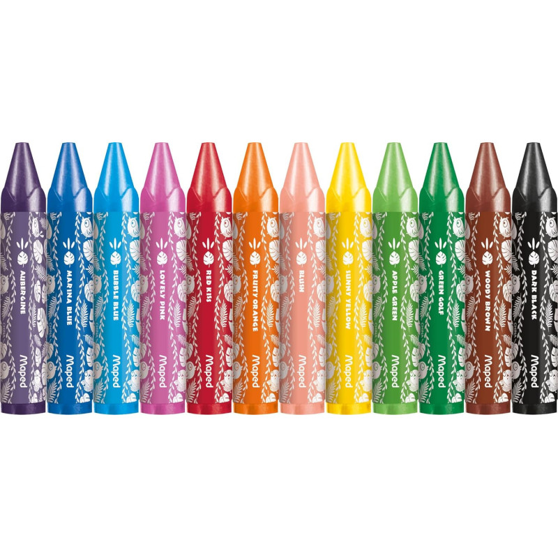 Crayons De Cire Pour Enfants - Lot De 12 Couleurs - Forme Cacahuète Facile à Saisir - Lavable, Non Toxique - Pour Dessin Et Activités Créatives Dès 1 An