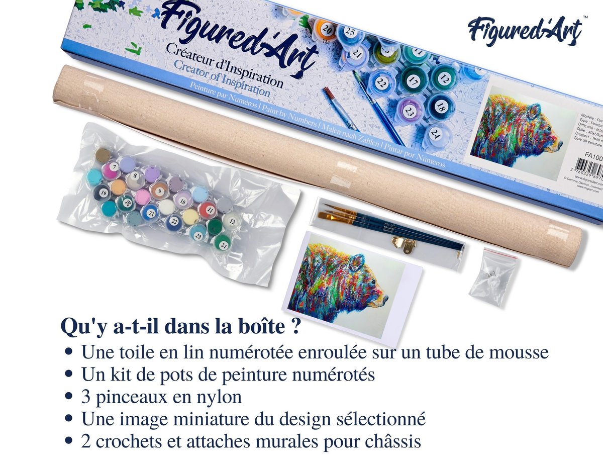 Kit Peinture Par Numéros Ours Polaires Avec Cadre 20x30 Cm - Peinture Acrylique Adulte Débutant - DIY Déco