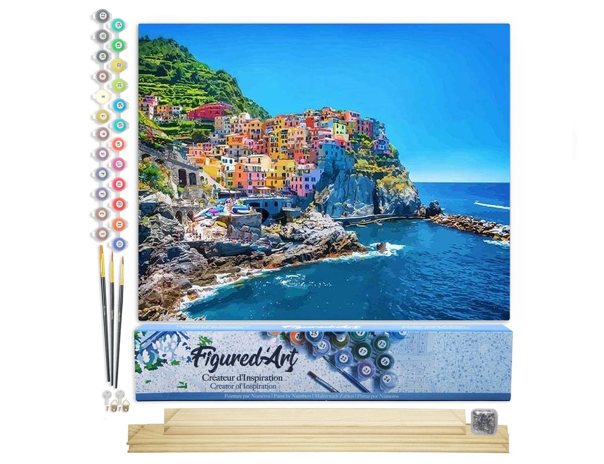 Kit Peinture Par Numéros Avec Cadre 20x30 Cm - Paysage Adulte, Peintures Acryliques, Pinceaux Inclus - Loisir Créatif Anti-stress