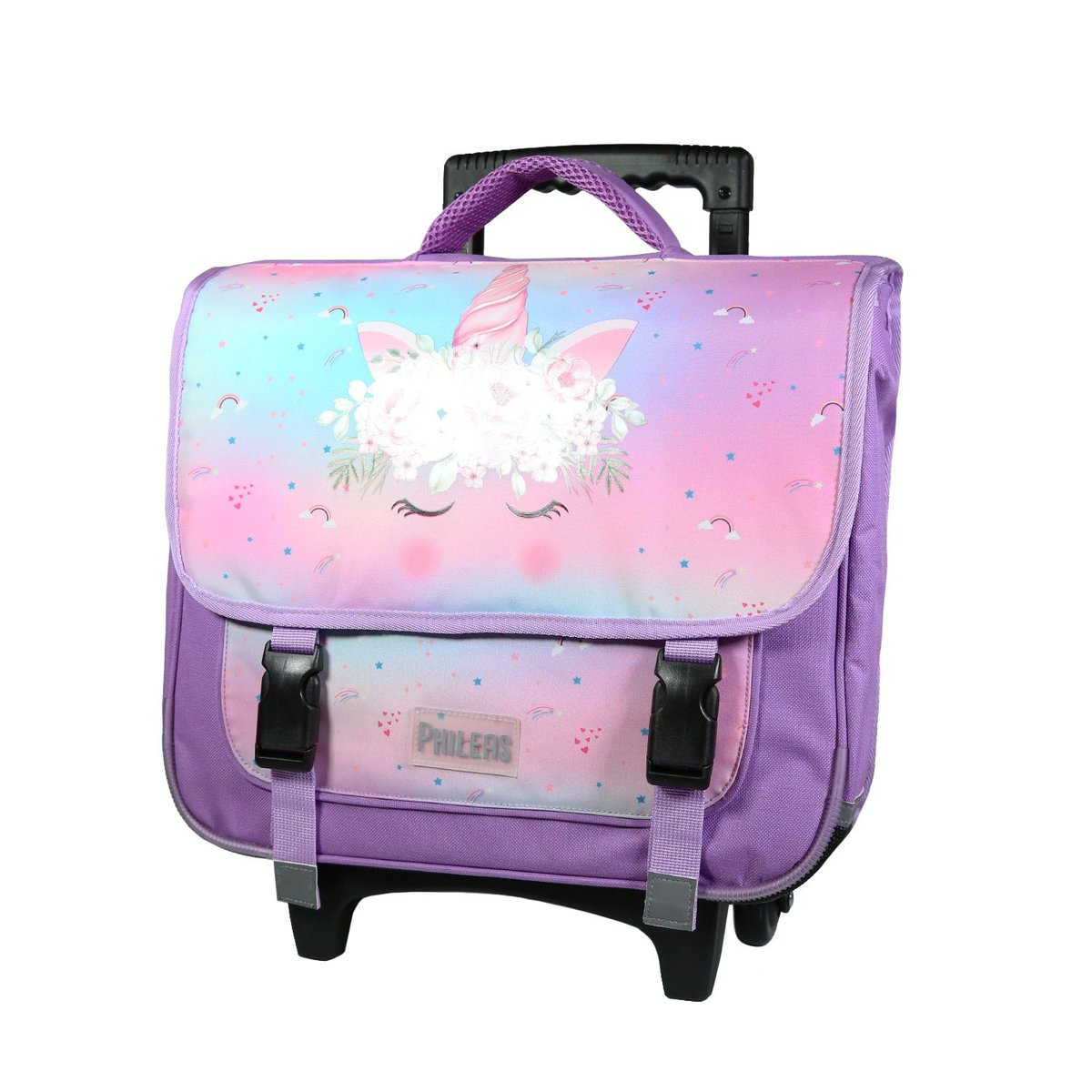 Cartable à roulettes 38 cm Phileas Violet Licorne BAGTROTTER
