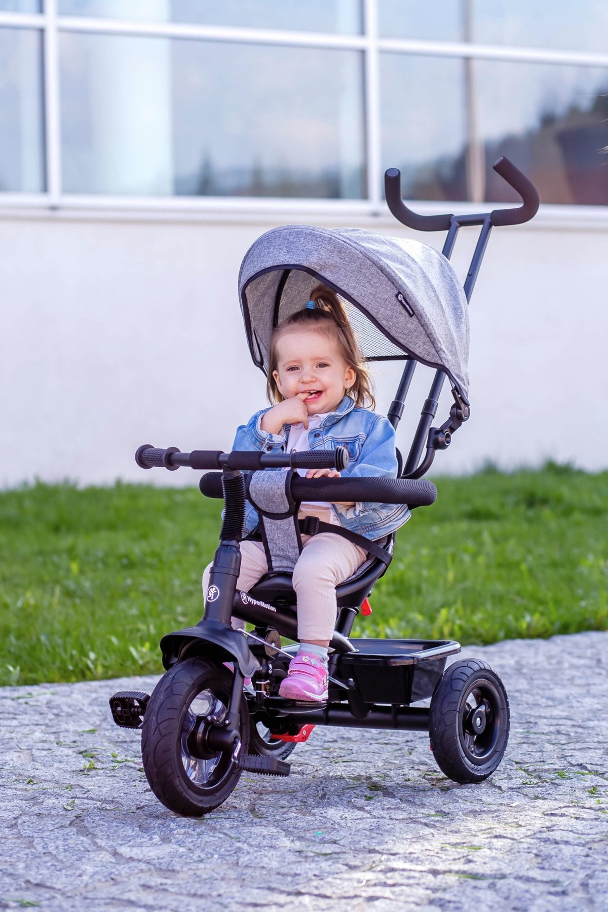 HyperMotion Tobi Vector Tricycle Bébé Evolutif 1-5 Ans - Poussoir Réglable, Ceinture de Sécurité, Siège Ergonomique, Roues Larges 10/8 Increvables - 20kg Max