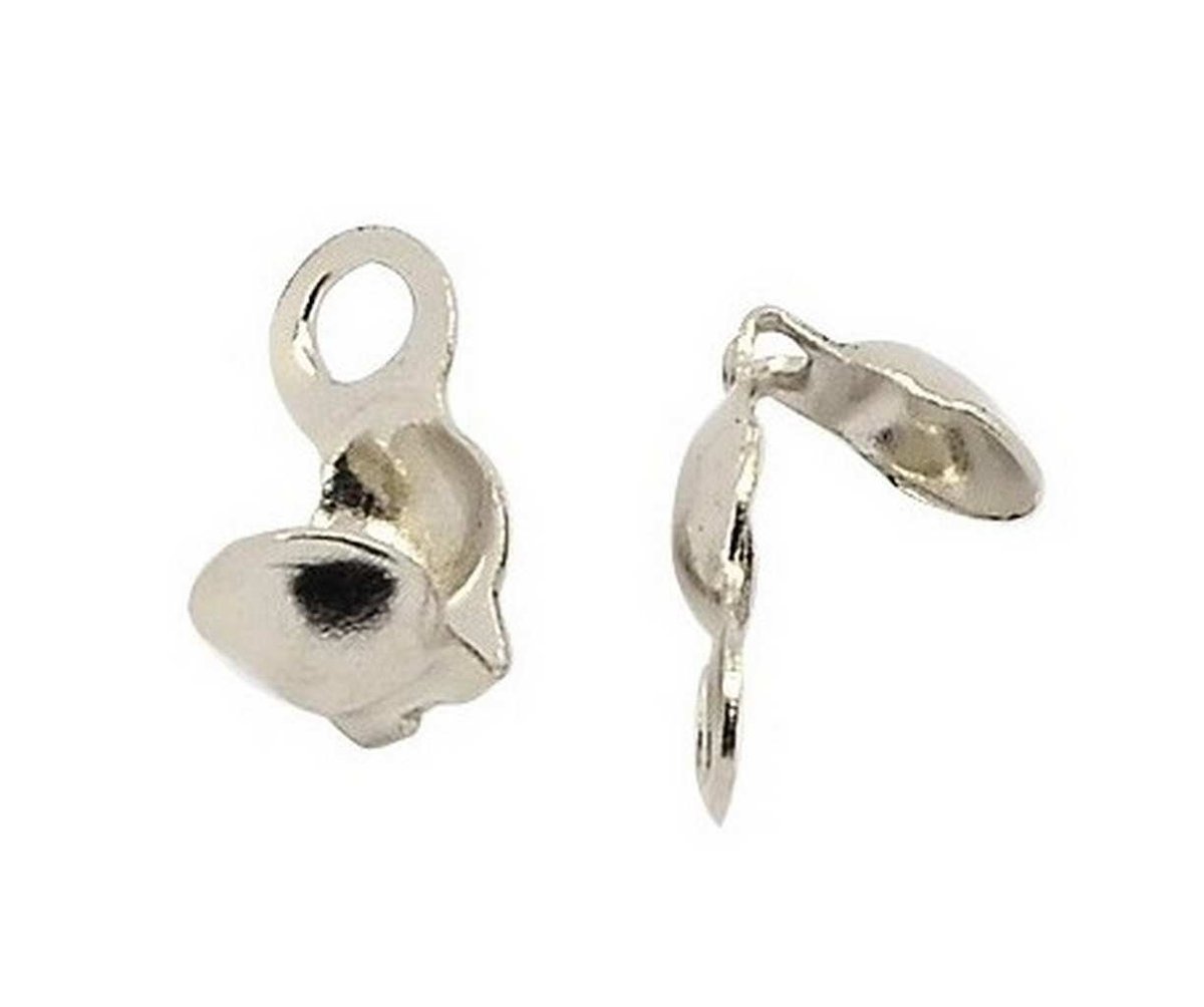100 embouts cache nœuds à plier métal argente x mm boucle