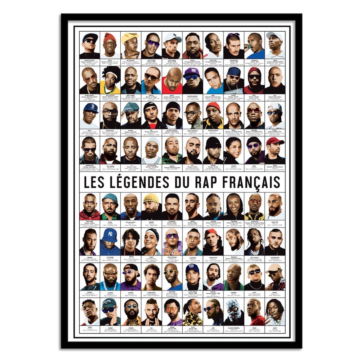 Affiche 50x70 cm - Les légendes du rap français - Olivier