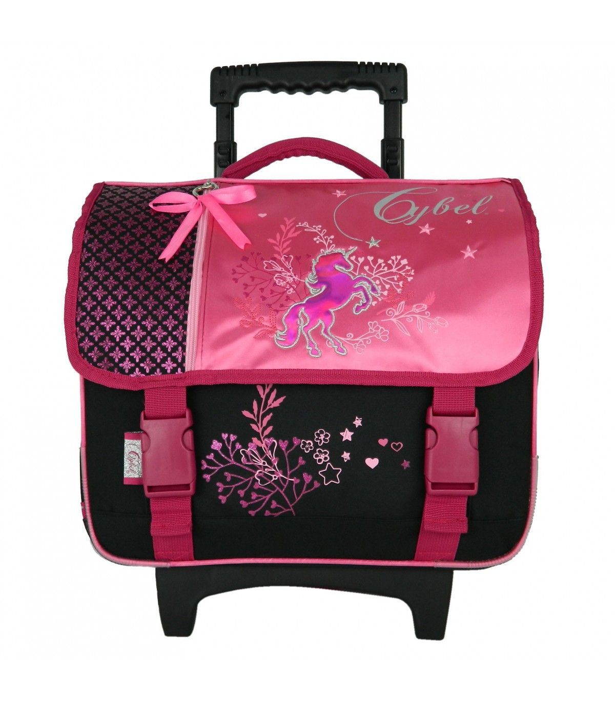 Cartable à roulettes Cybel Cheval Licorne 38cm Rose Bagtrotter