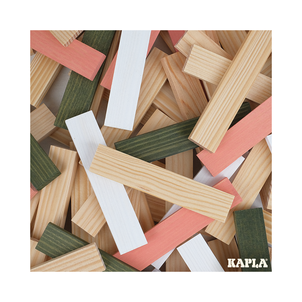 KAPLA Baril 120 Planchettes En Bois Coloré – Jeu De Construction Créatif Dès 2 Ans, Nature/Bleu Clair/Jaune/Vert