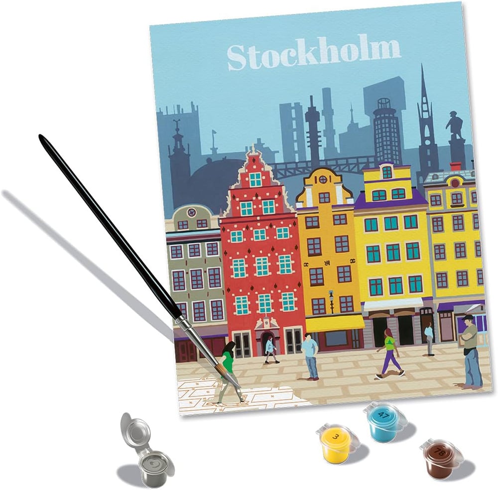 Peinture Par Numéros Ravensburger CreArt – Tableau Stockholm 24x30 Cm – Kit Complet Avec Peintures Et Pinceaux – Activité Détente Adulte