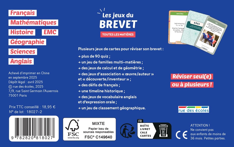 Les Jeux du Brevet - Toutes les matières - Collège - Éditions rue des écoles