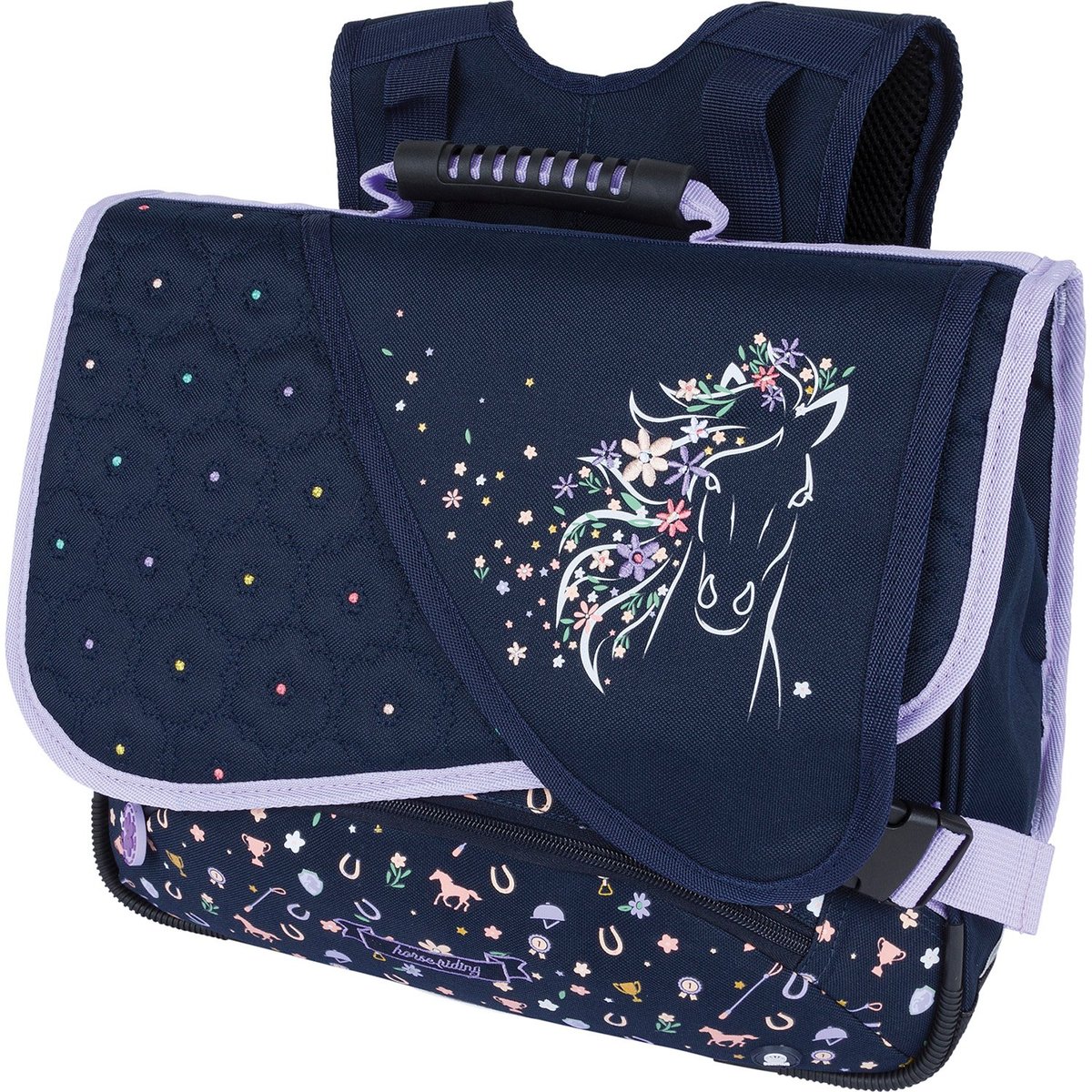 Cartable Oberthur Bleu Cheval compartiments Trousses