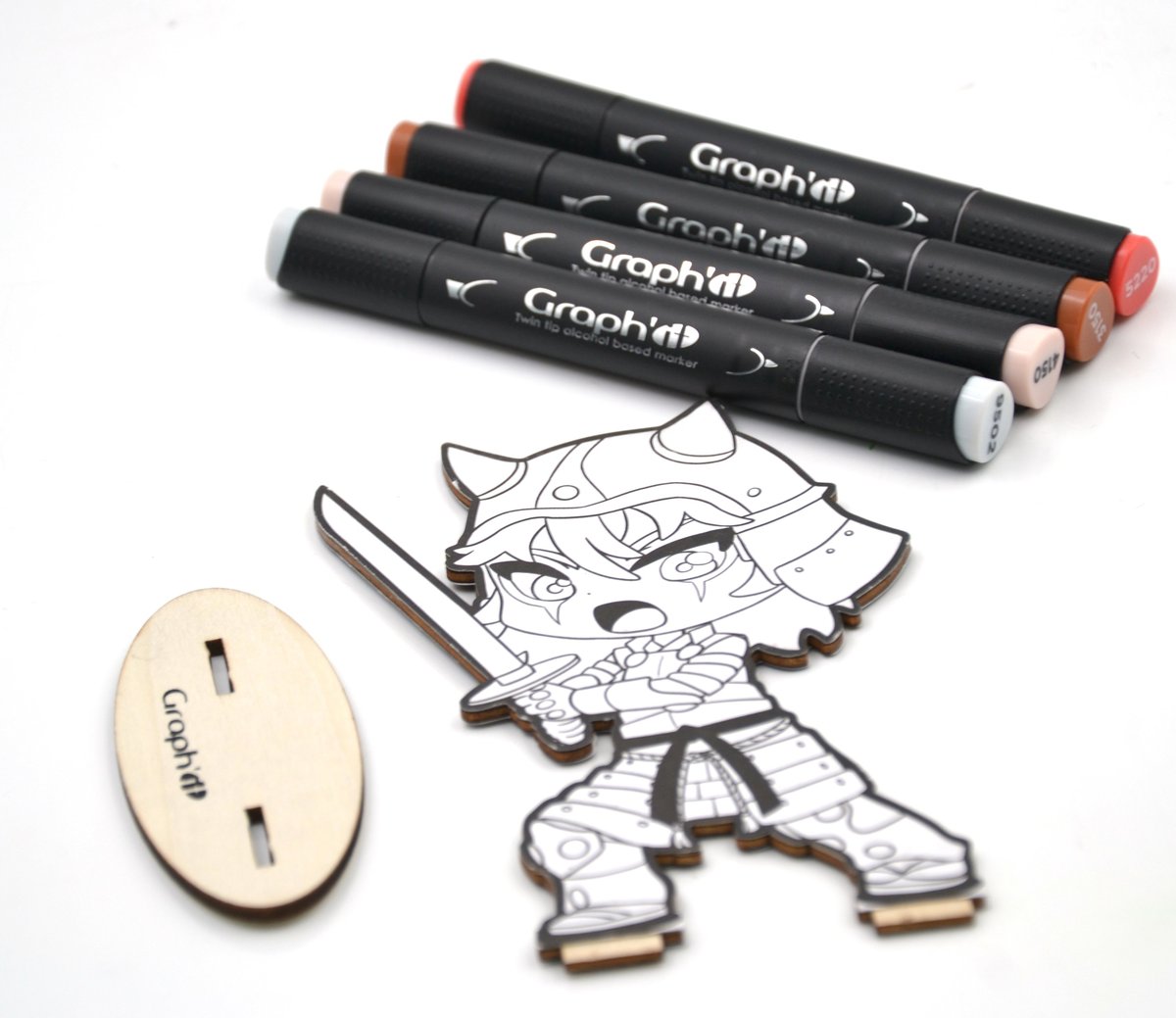 Kit De Coloriage Figurine Manga Chibi à Personnaliser - Licorne Graph'It - Avec 4 Feutres Double Pointe - DIY Créatif