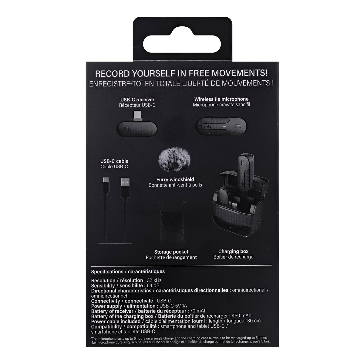 Micro Cravate Sans Fil T'nB Avec Réduction De Bruit - Plug And Play USB-C