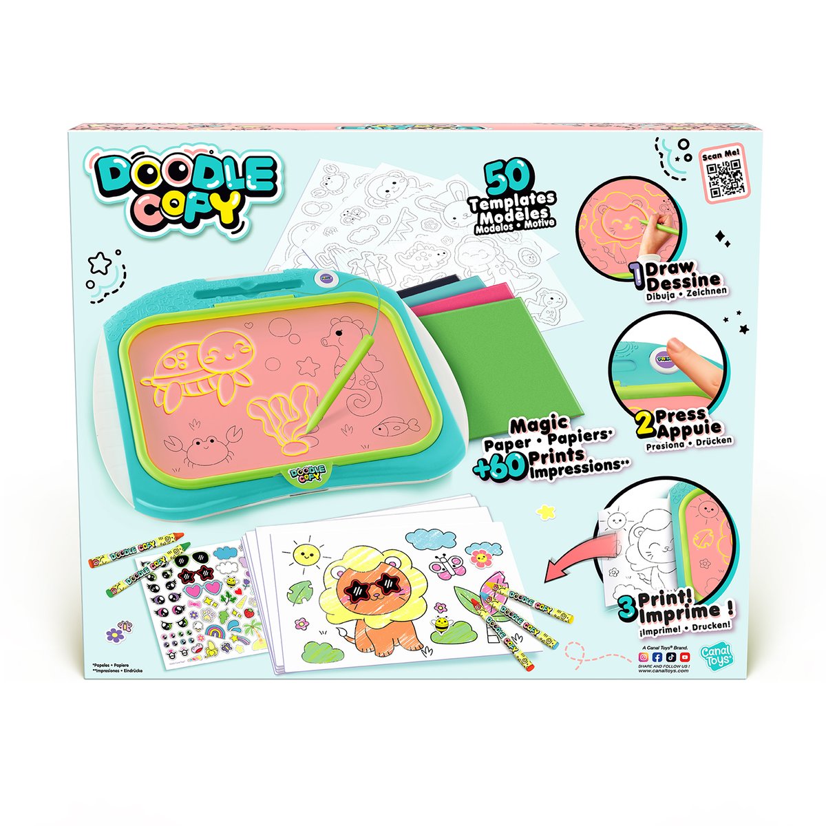 Canal Toys Doodle Copy – Tablette à Dessin Avec Impression – 50 Modèles – Feuilles Carbone – Dès 4 Ans – Fabriqué En France