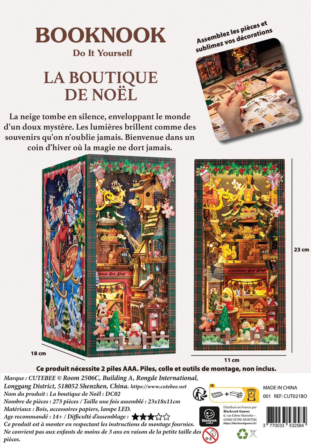 CUTEBEE Kit Book Nook DIY Maquette - DIY Miniature House Bibliotheque Bois Decoration Creative Pour Bureau Et Interieur Cadeau Elegant Pour Amoureux Des Livres Muse Bookstore