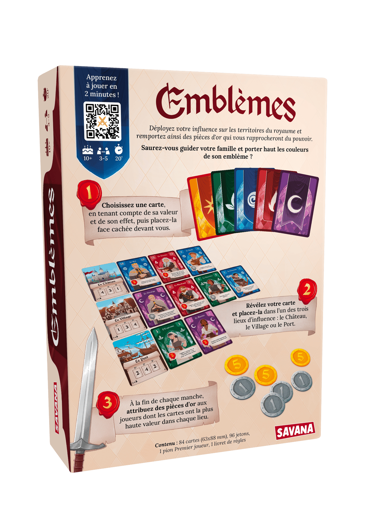 SAVANA Emblems – Jeu De Cartes Stratégique – 3 à 5 Joueurs – 20 Min – Dès 10 Ans – Bataille Pour Le Trône