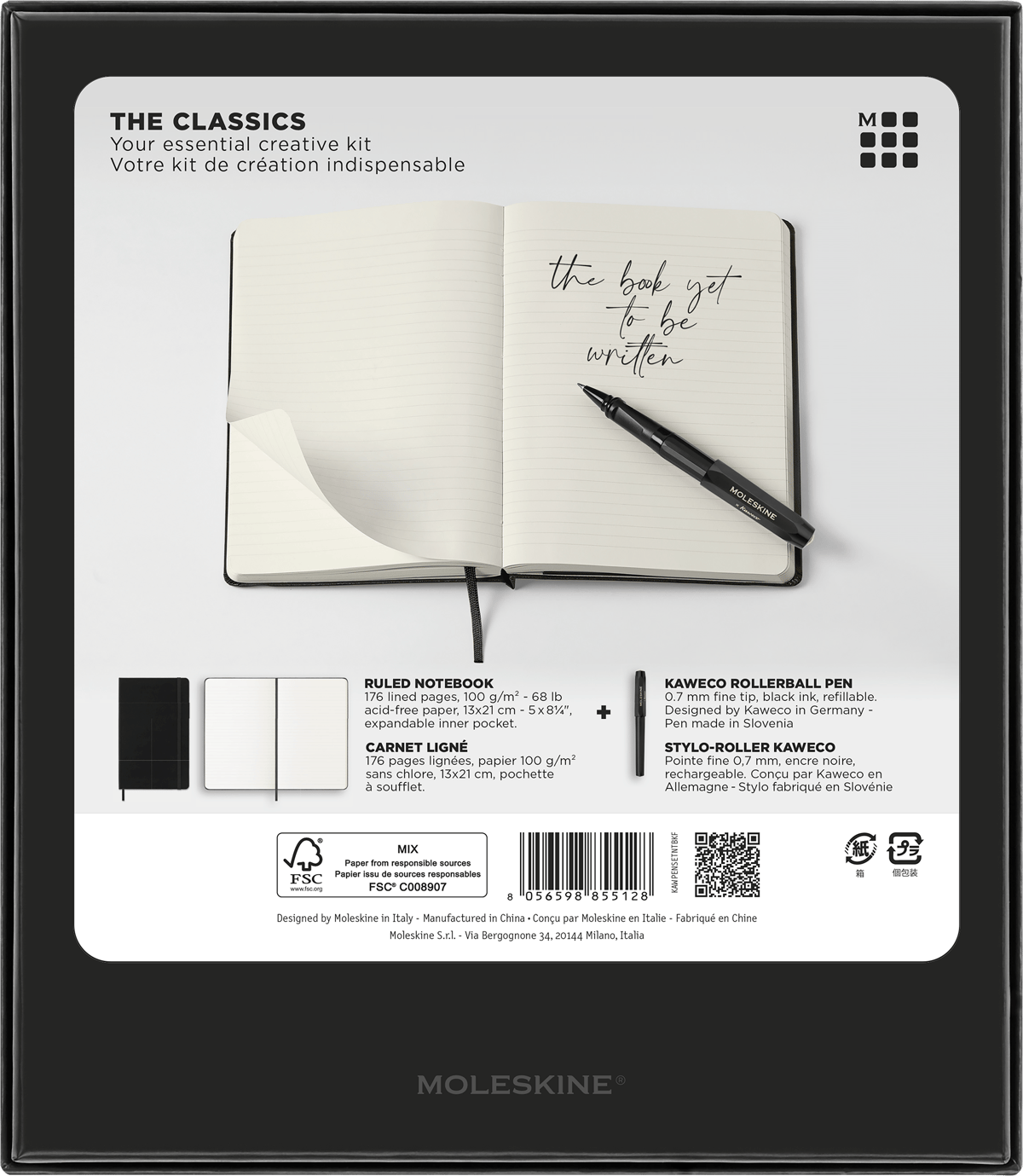 Coffret Cadeau Carnet A5 + Stylo Bois ébène De Macassar - Fabriqué à La Main En France, Personnalisable - Luxe